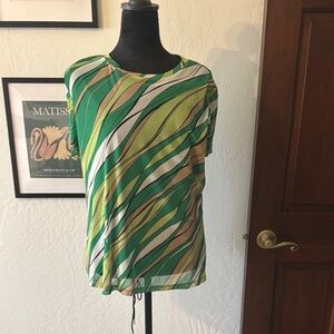 Bar III Green Asymmetrical Relaxed Blouse NWOT